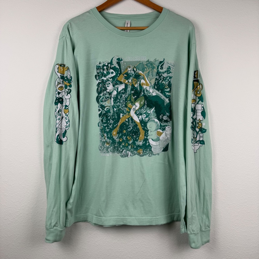 Sea Dipper Graphic Unisex XL Tee  Mint Green Excellent Streetwear Indie Art